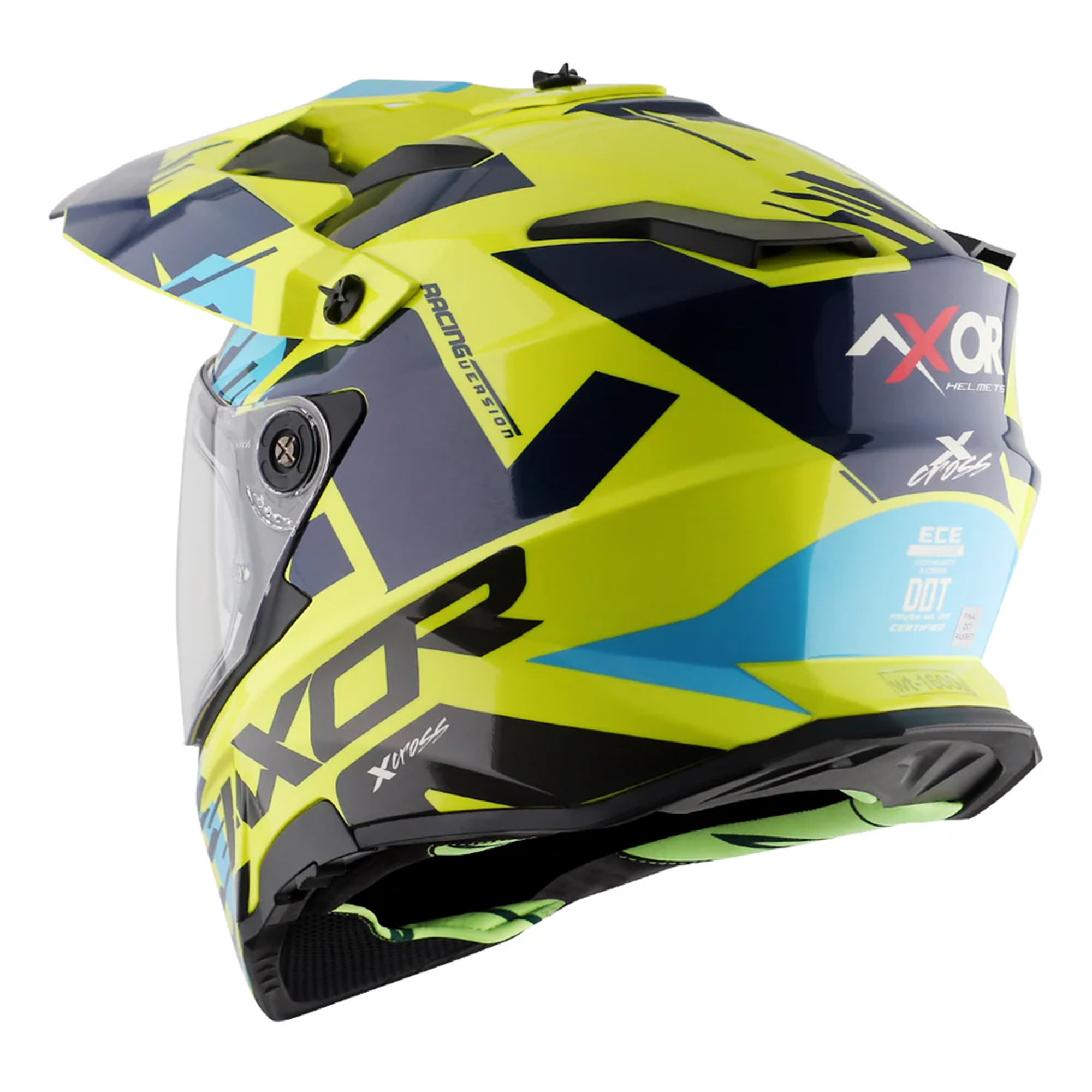 Axor X-Cross Adventure Helmet Neon Yellow / Gloss Blue  FREE 1 YEAR Returns, FREE UK Delivery | ThrottleChimp