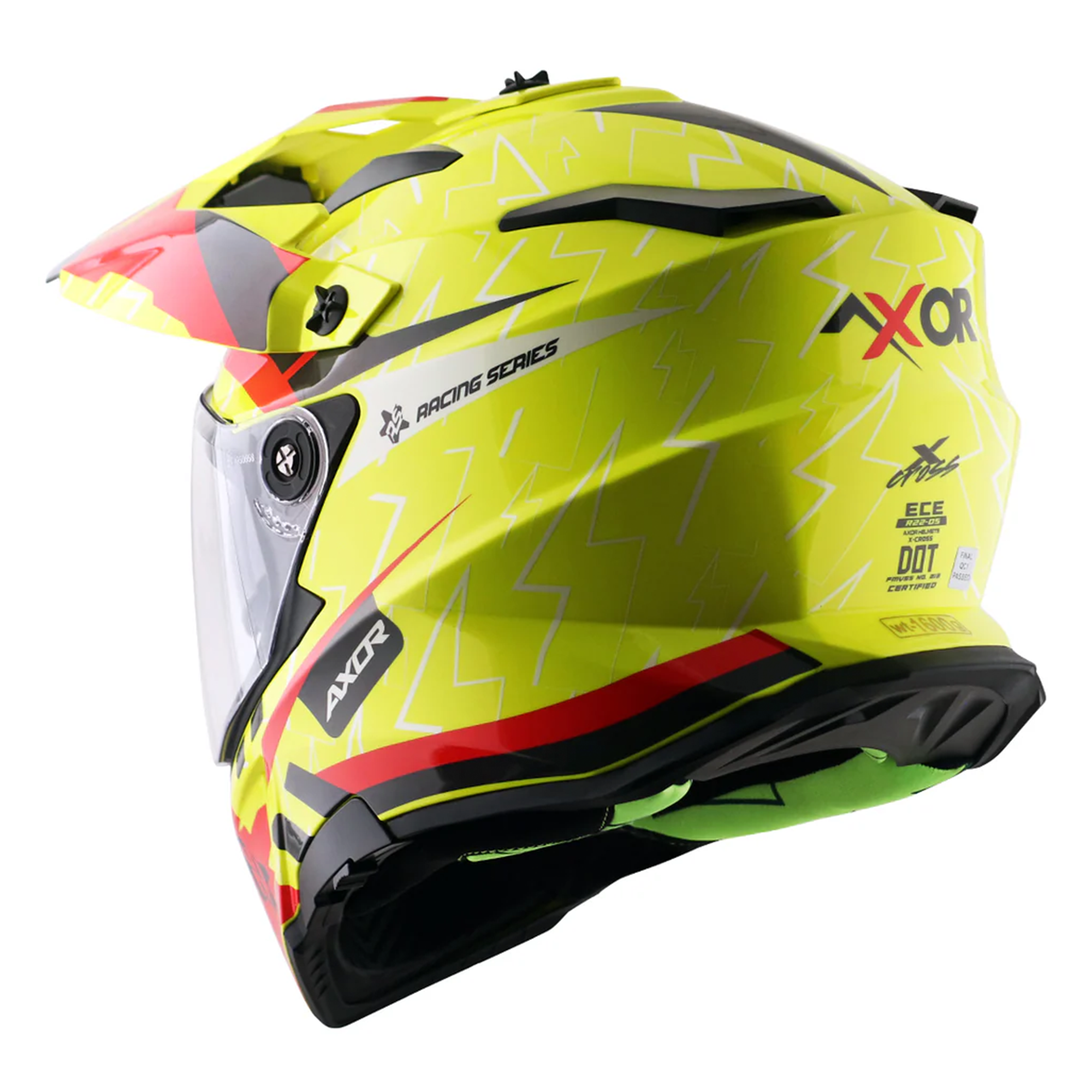 Axor X-Cross Adventure Helmet Flash Neon Yellow / Gloss Red  FREE 1 YEAR Returns, FREE UK Delivery | ThrottleChimp