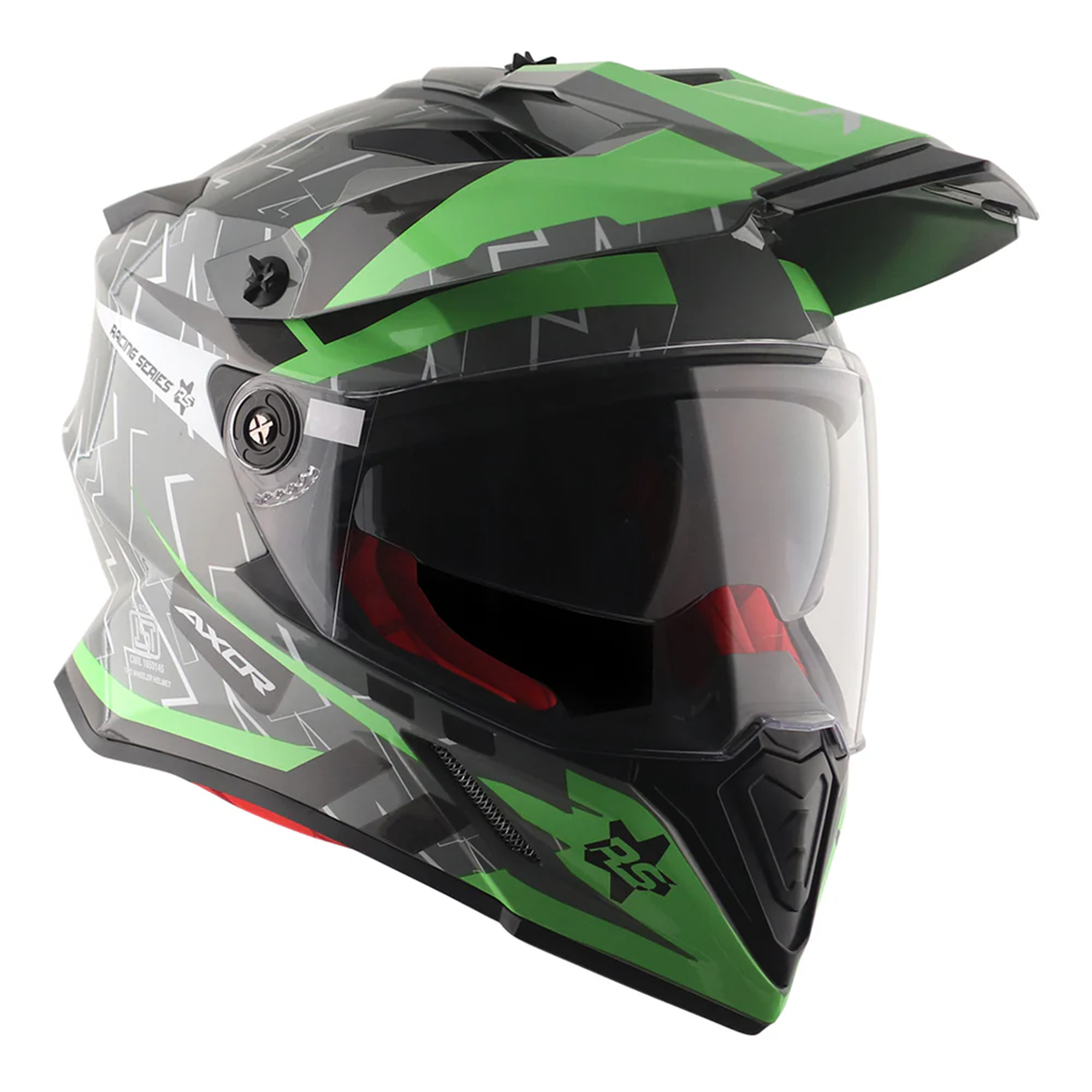 Axor X-Cross Adventure Helmet Flash Cool Grey / Gloss Green  FREE 1 YEAR Returns, FREE UK Delivery | ThrottleChimp