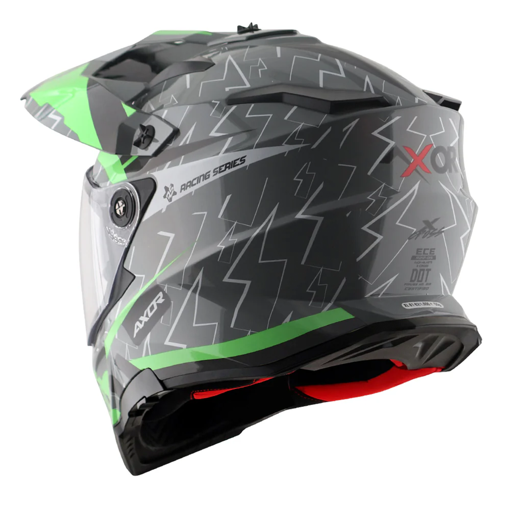 Axor X-Cross Adventure Helmet Flash Cool Grey / Gloss Green  FREE 1 YEAR Returns, FREE UK Delivery | ThrottleChimp