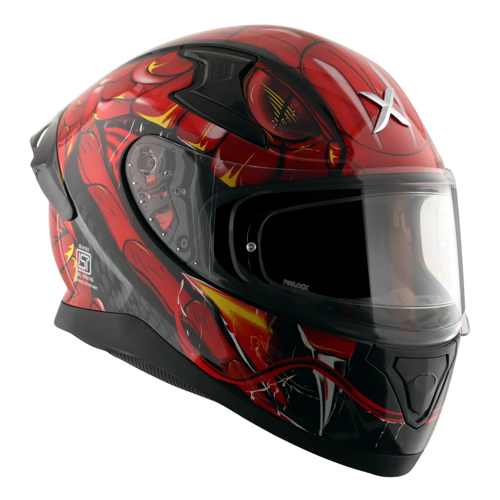 Axor Apex Full Face Helmet Venomous Gloss Black / Red  FREE 1 YEAR Returns, FREE UK Delivery | ThrottleChimp