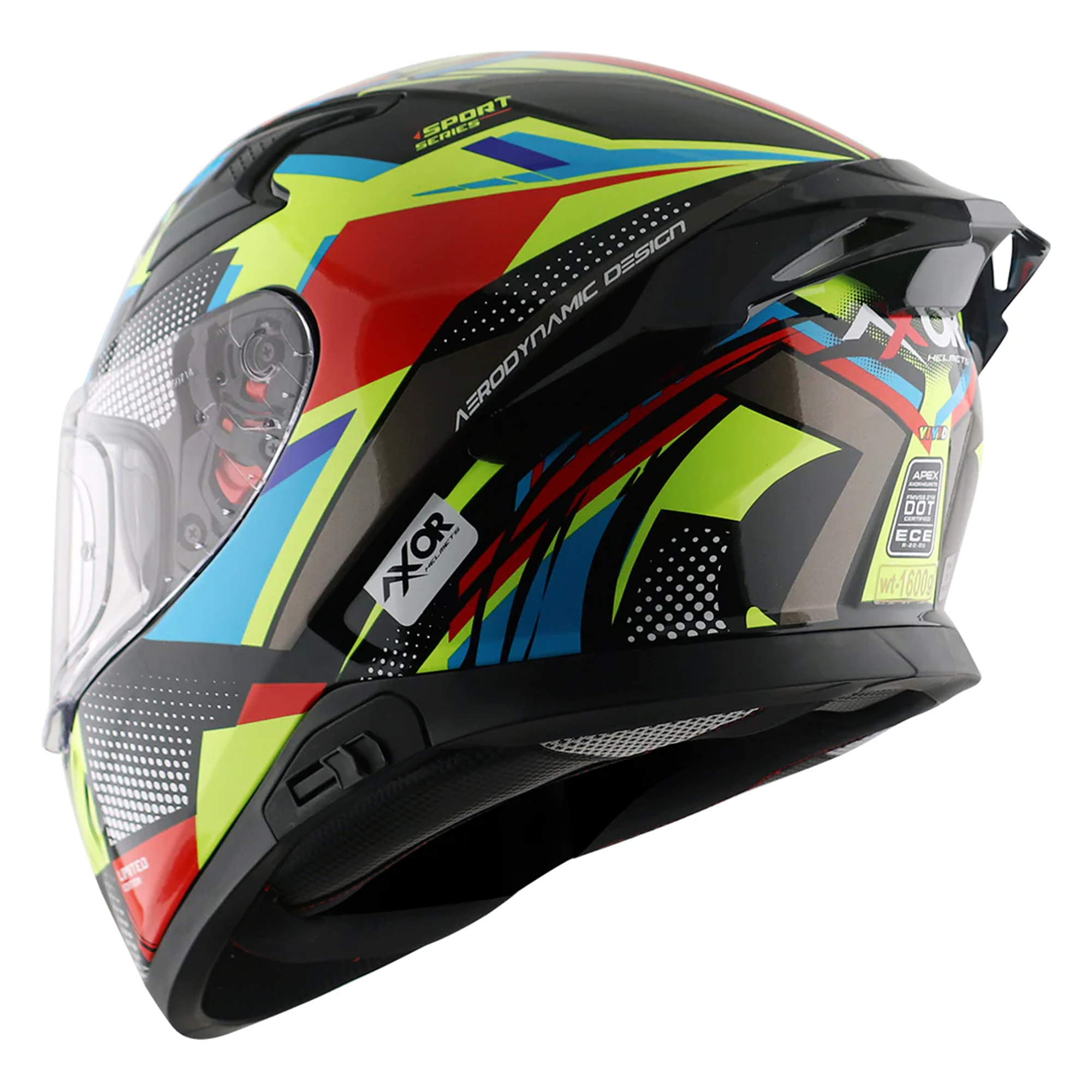 Axor Apex Full Face Helmet Vivid Gloss Black / Neon Yellow  FREE 1 YEAR Returns, FREE UK Delivery | ThrottleChimp