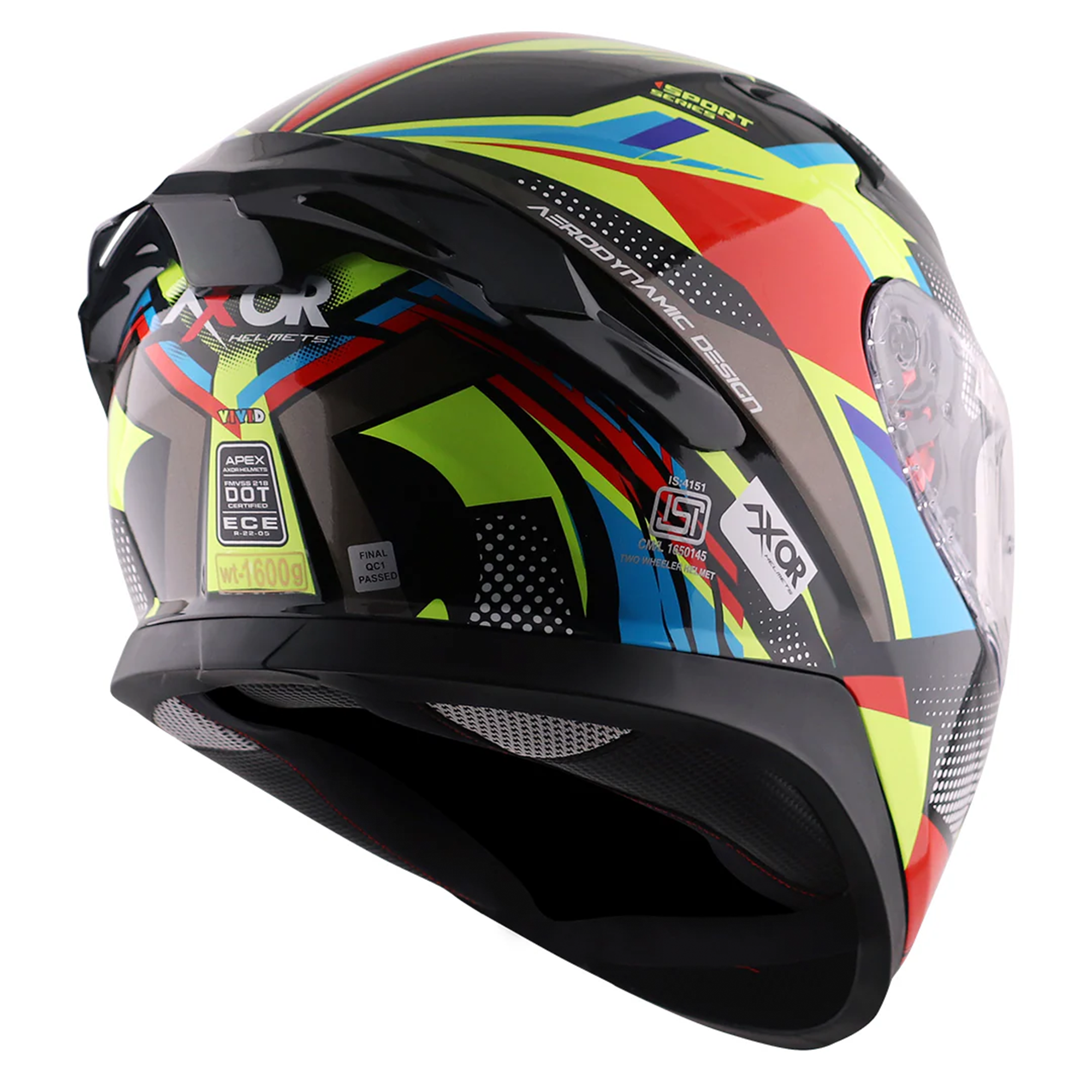 Axor Apex Full Face Helmet Vivid Gloss Black / Neon Yellow  FREE 1 YEAR Returns, FREE UK Delivery | ThrottleChimp