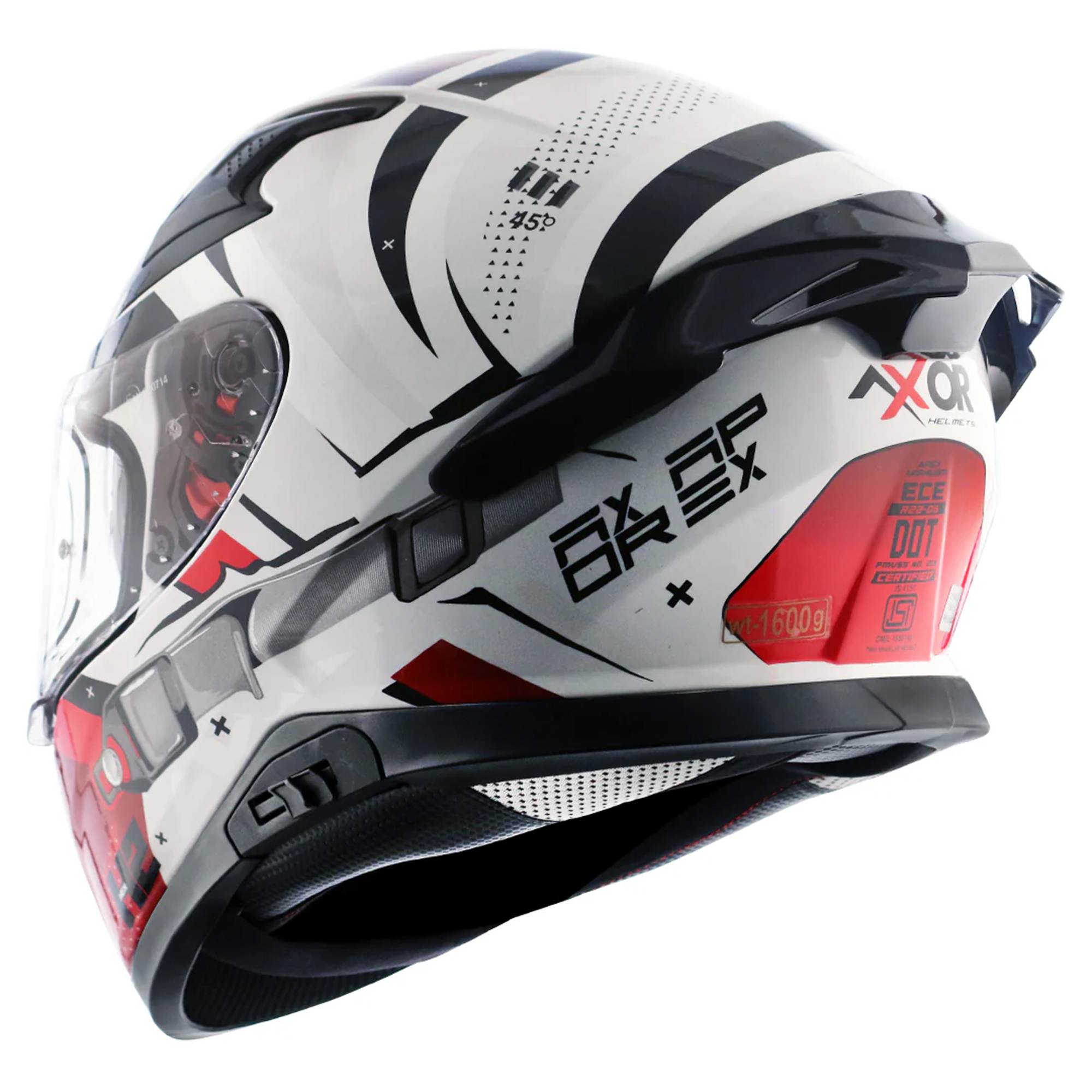 Axor Apex Hex-2 Full Face Helmet Black / Red / White  FREE 1 YEAR Returns, FREE UK Delivery | ThrottleChimp