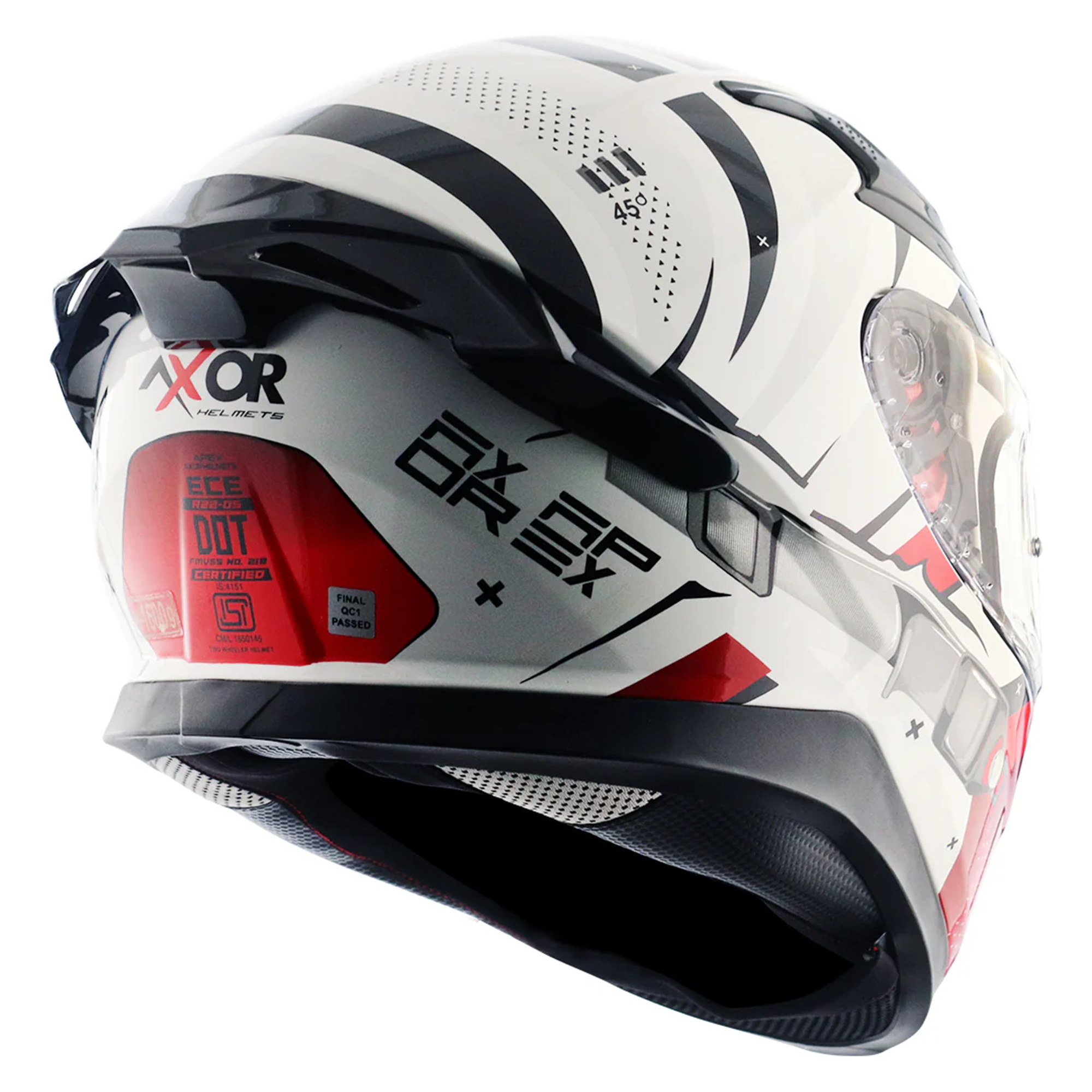 Axor Apex Hex-2 Full Face Helmet Black / Red / White  FREE 1 YEAR Returns, FREE UK Delivery | ThrottleChimp