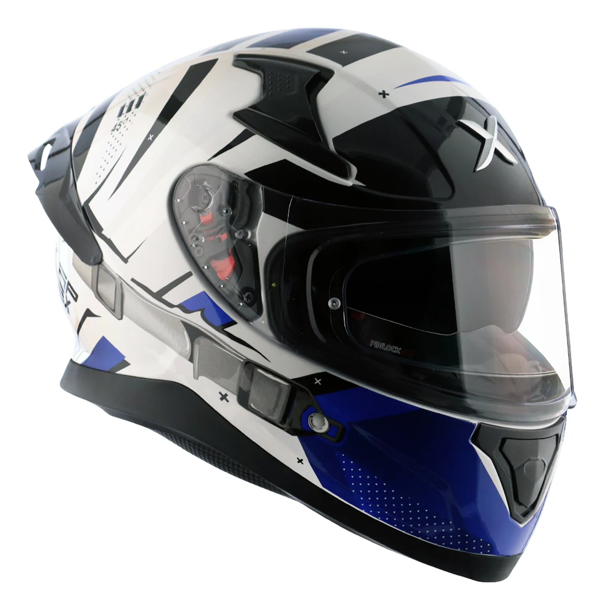 Axor Apex Hex-2 Full Face Helmet Gloss White / Blue  FREE 1 YEAR Returns, FREE UK Delivery | ThrottleChimp