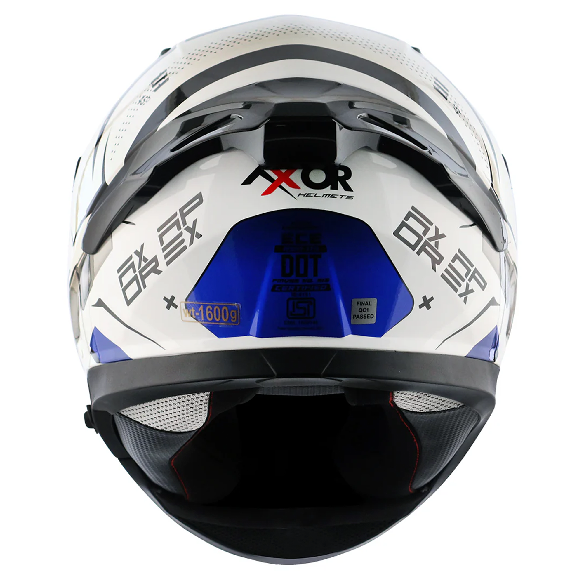 Axor Apex Hex-2 Full Face Helmet Gloss White / Blue  FREE 1 YEAR Returns, FREE UK Delivery | ThrottleChimp