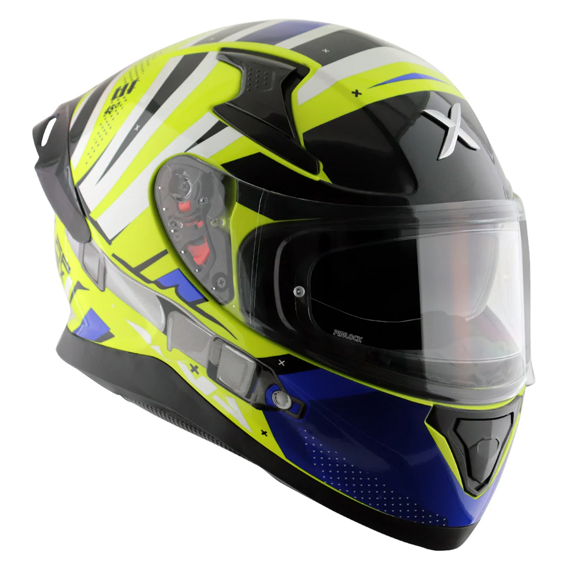 Axor Apex Hex-2 Full Face Helmet Gloss Neon Yellow / Blue  FREE 1 YEAR Returns, FREE UK Delivery | ThrottleChimp