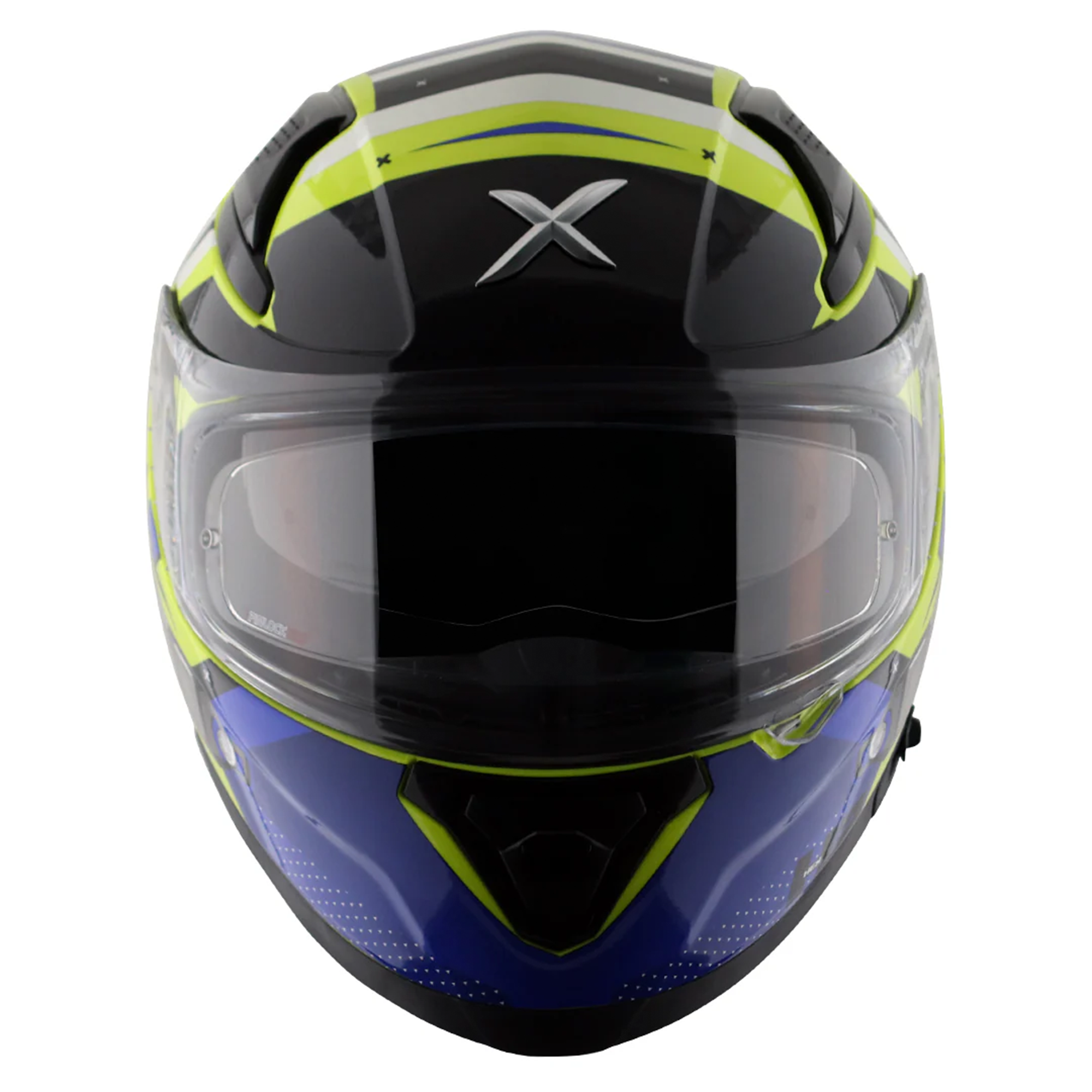 Axor Apex Hex-2 Full Face Helmet Gloss Neon Yellow / Blue  FREE 1 YEAR Returns, FREE UK Delivery | ThrottleChimp