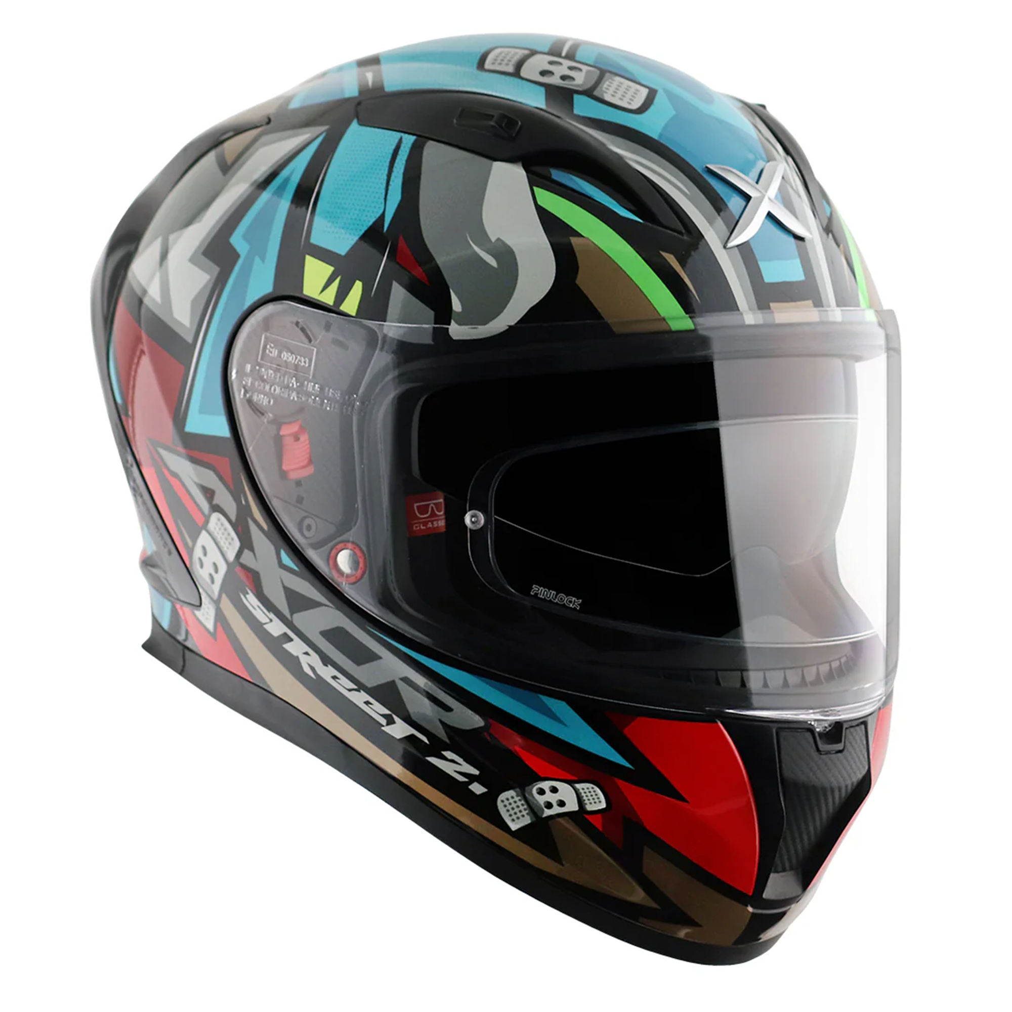 Axor Street Full Face Helmet Bobby Gloss Black / Blue  FREE 1 YEAR Returns, FREE UK Delivery | ThrottleChimp