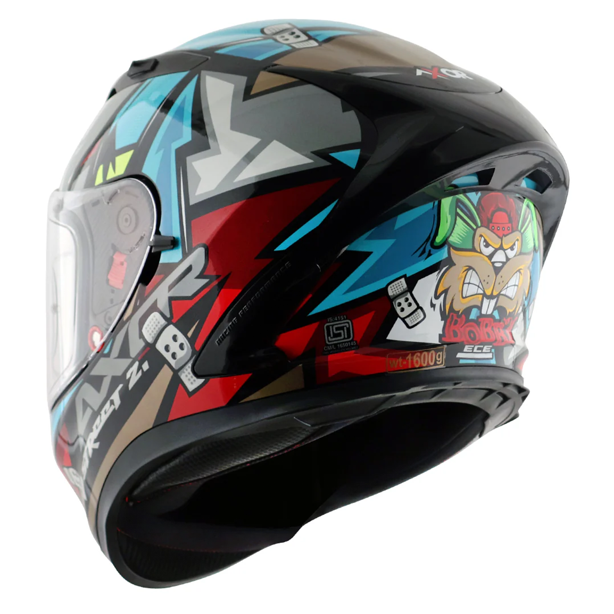 Axor Street Full Face Helmet Bobby Gloss Black / Blue  FREE 1 YEAR Returns, FREE UK Delivery | ThrottleChimp