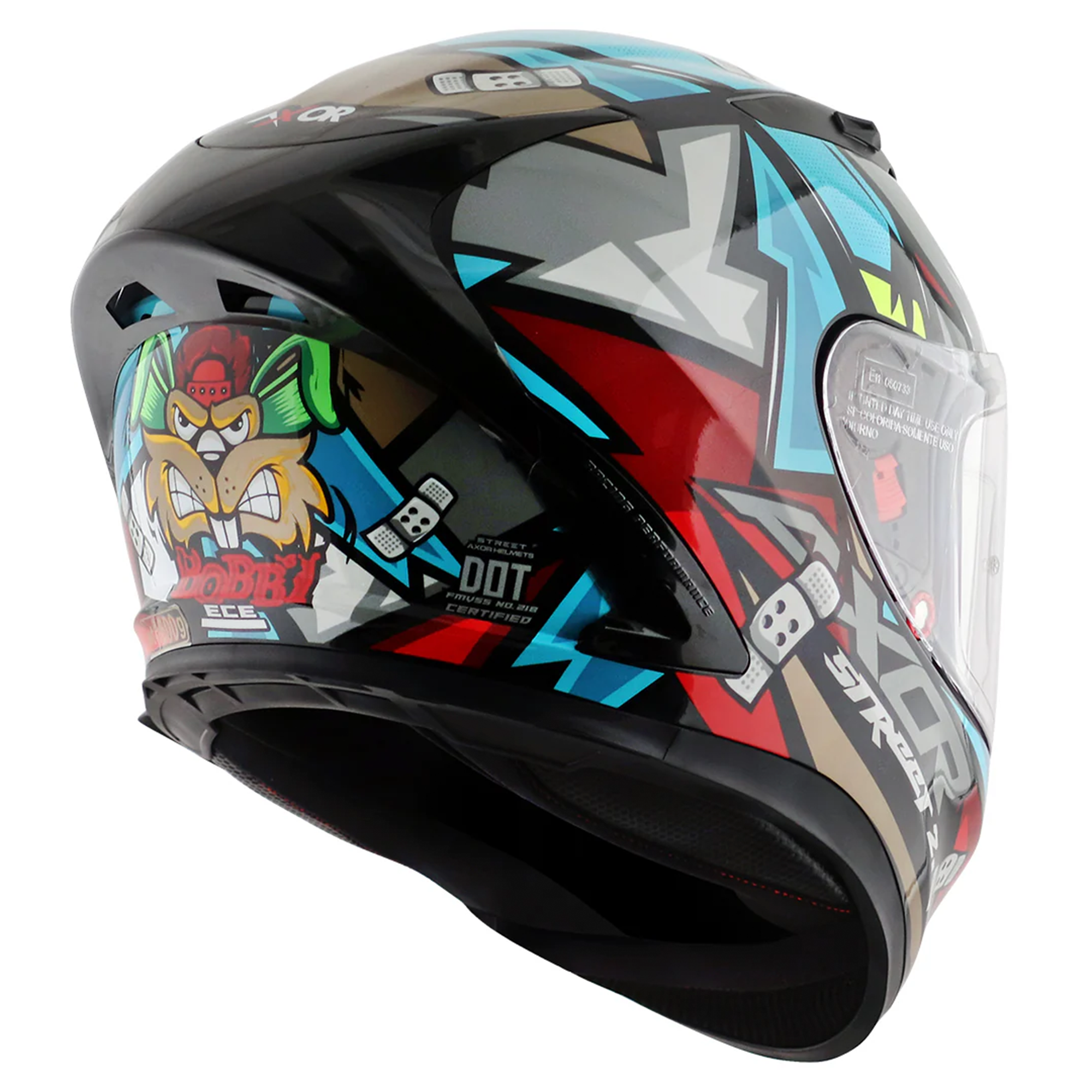 Axor Street Full Face Helmet Bobby Gloss Black / Blue  FREE 1 YEAR Returns, FREE UK Delivery | ThrottleChimp