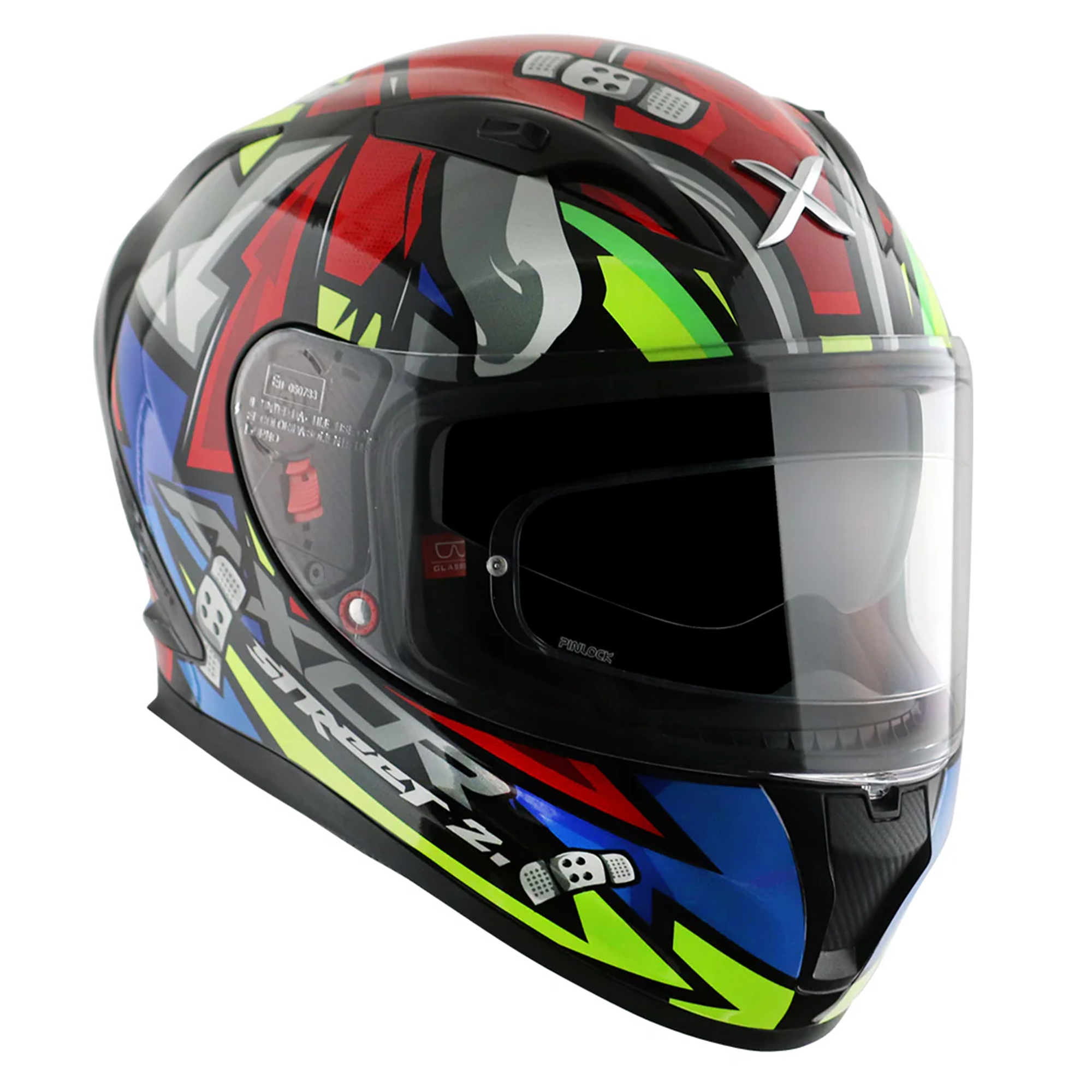 Axor Street Full Face Helmet Bobby Gloss Black / Red  FREE 1 YEAR Returns, FREE UK Delivery | ThrottleChimp