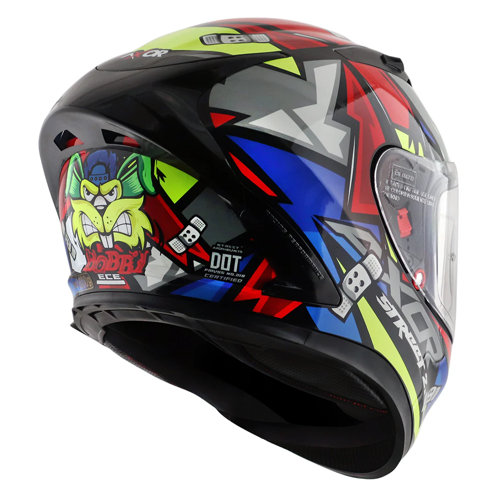 Axor Street Full Face Helmet Bobby Gloss Black / Red  FREE 1 YEAR Returns, FREE UK Delivery | ThrottleChimp