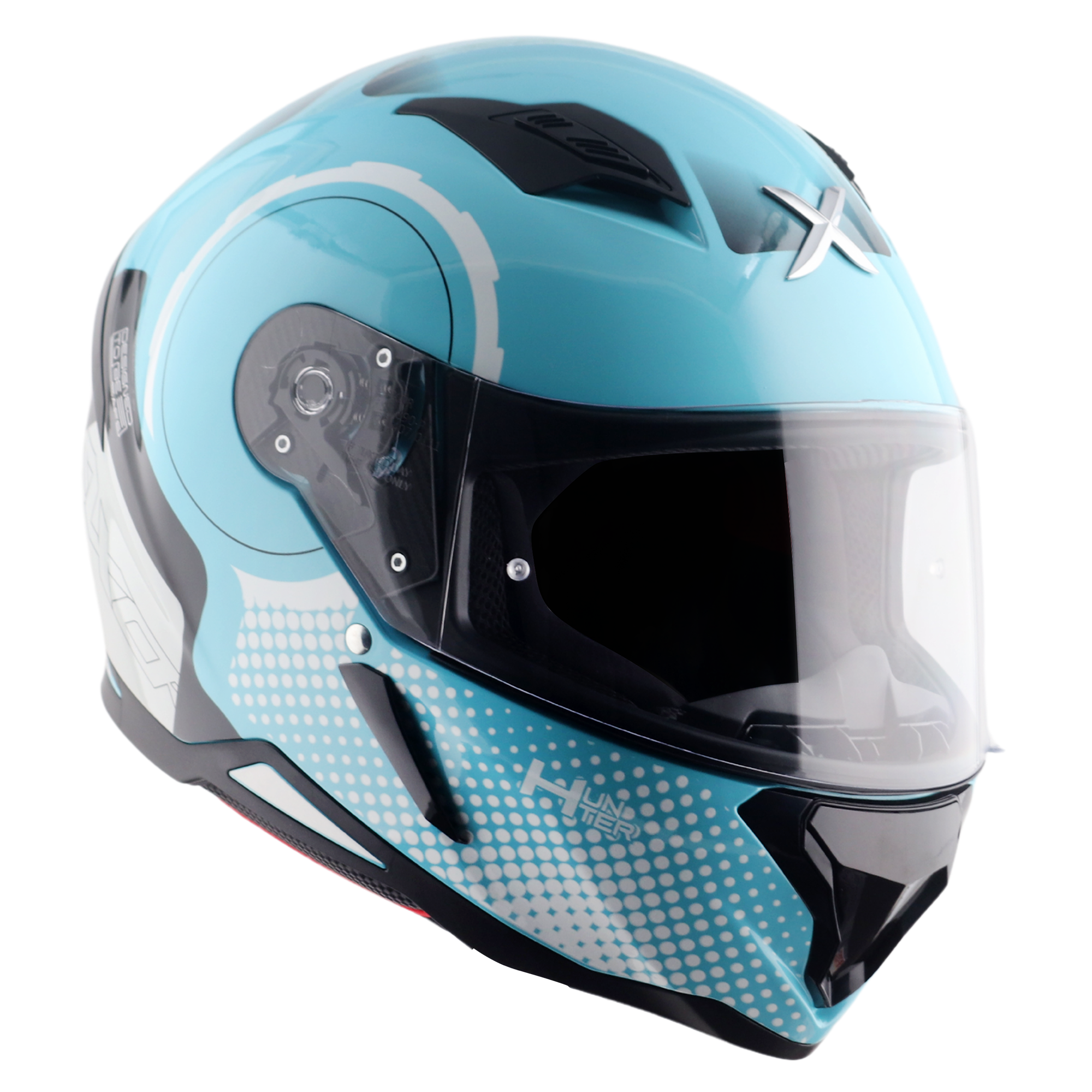 Axor Hunter SH890 Full Face Helmet Spear Gloss Blue / White  FREE 1 YEAR Returns, FREE UK Delivery | ThrottleChimp