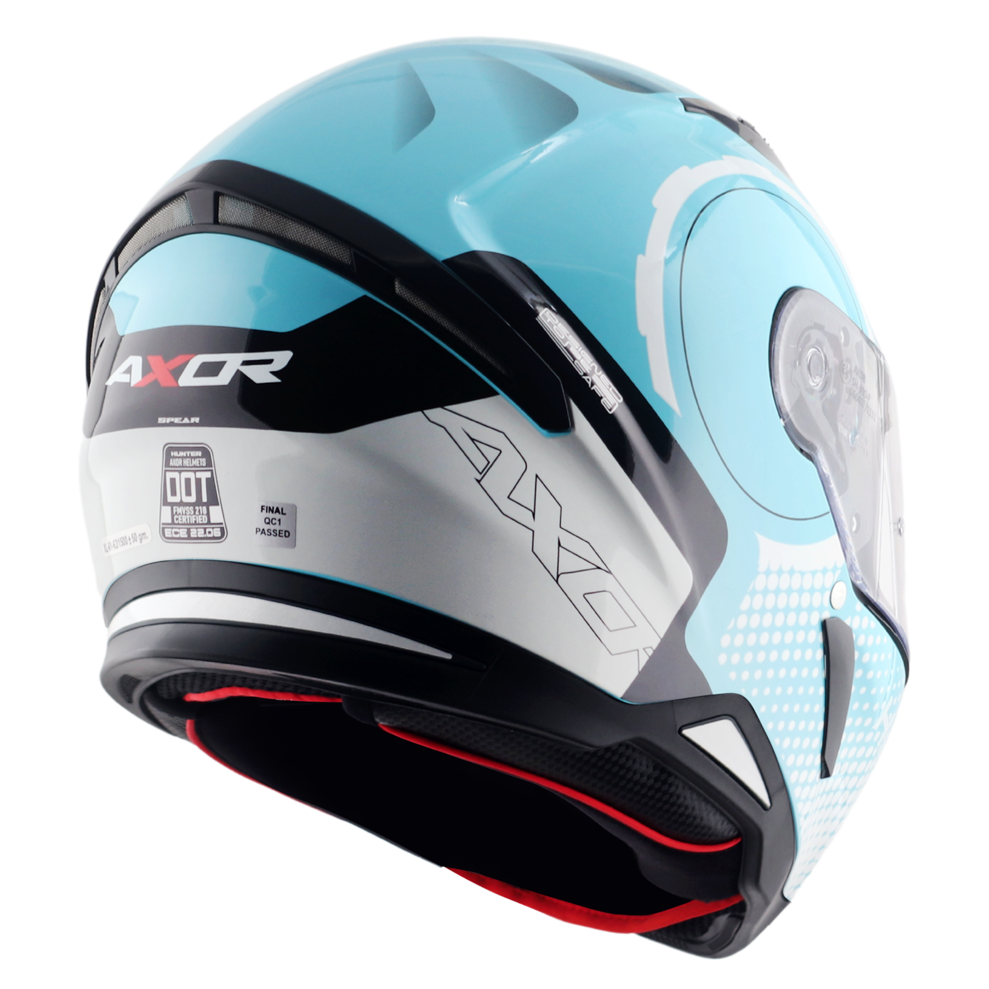 Axor Hunter SH890 Full Face Helmet Spear Gloss Blue / White  FREE 1 YEAR Returns, FREE UK Delivery | ThrottleChimp