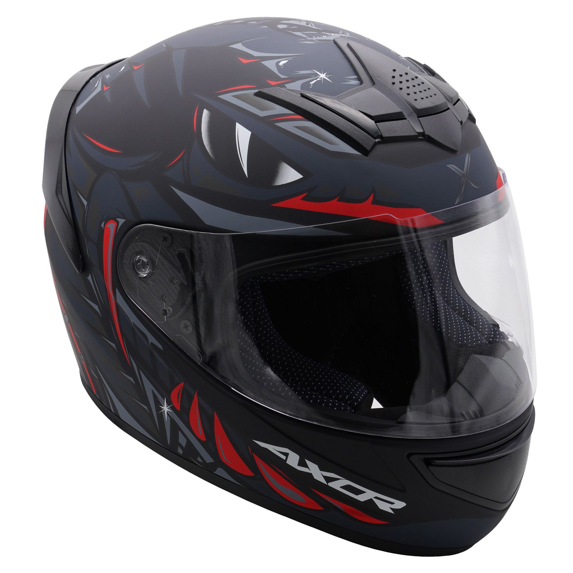 Axor Rage Full Face Helmet Python Matt Black / Grey / Red  FREE 1 YEAR Returns, FREE UK Delivery | ThrottleChimp