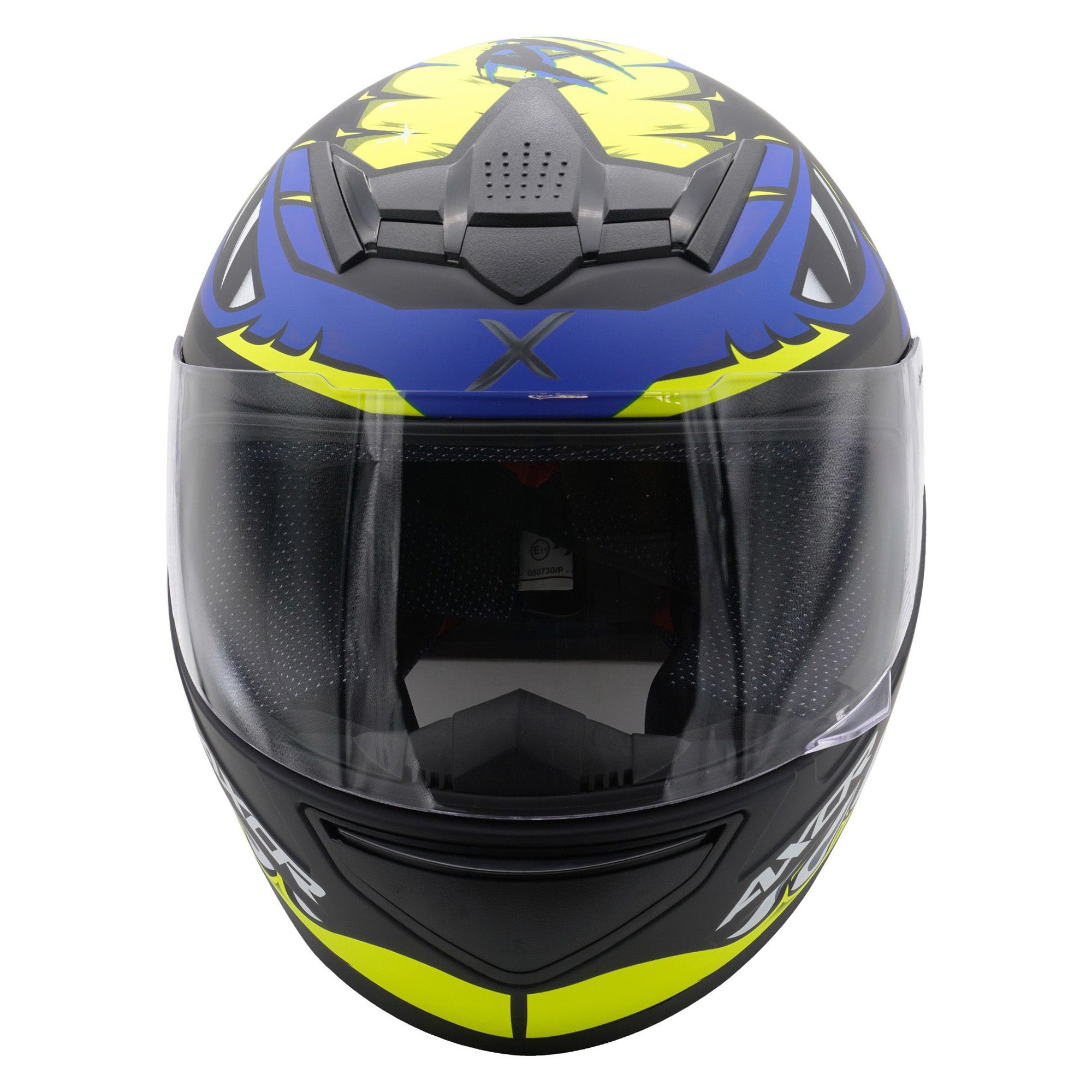 Axor Rage Full Face Helmet Python Matt Blue / Yellow / Black  FREE 1 YEAR Returns, FREE UK Delivery | ThrottleChimp