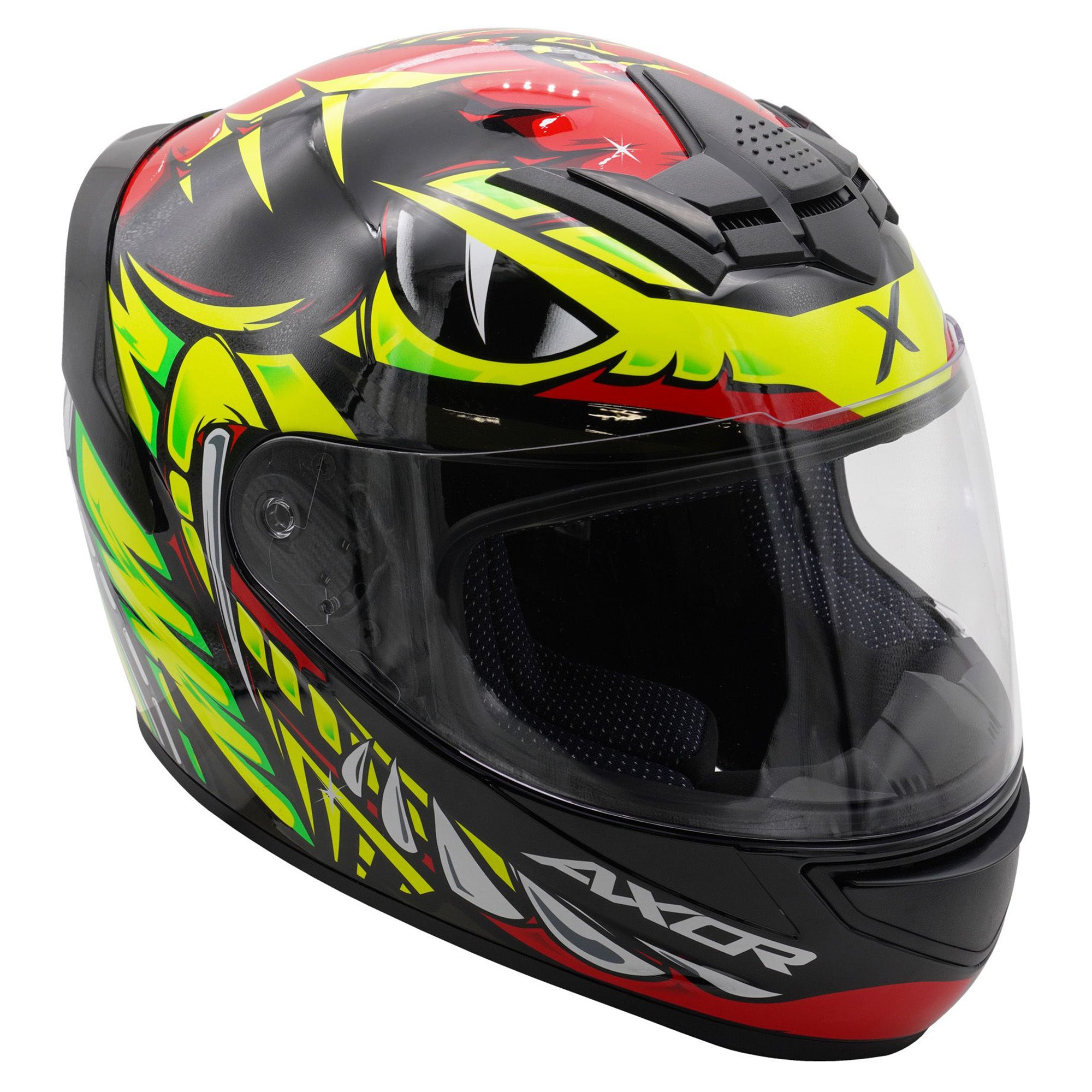 Axor Rage Full Face Helmet Python Gloss Red / Yellow / Black  FREE 1 YEAR Returns, FREE UK Delivery | ThrottleChimp