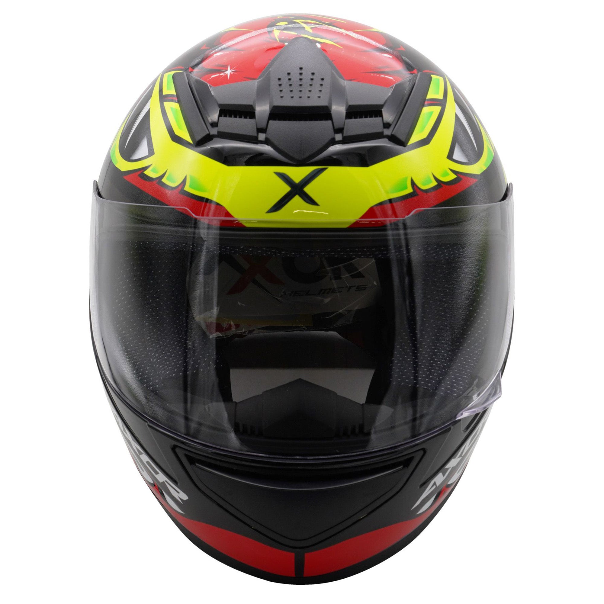 Axor Rage Full Face Helmet Python Gloss Red / Yellow / Black  FREE 1 YEAR Returns, FREE UK Delivery | ThrottleChimp