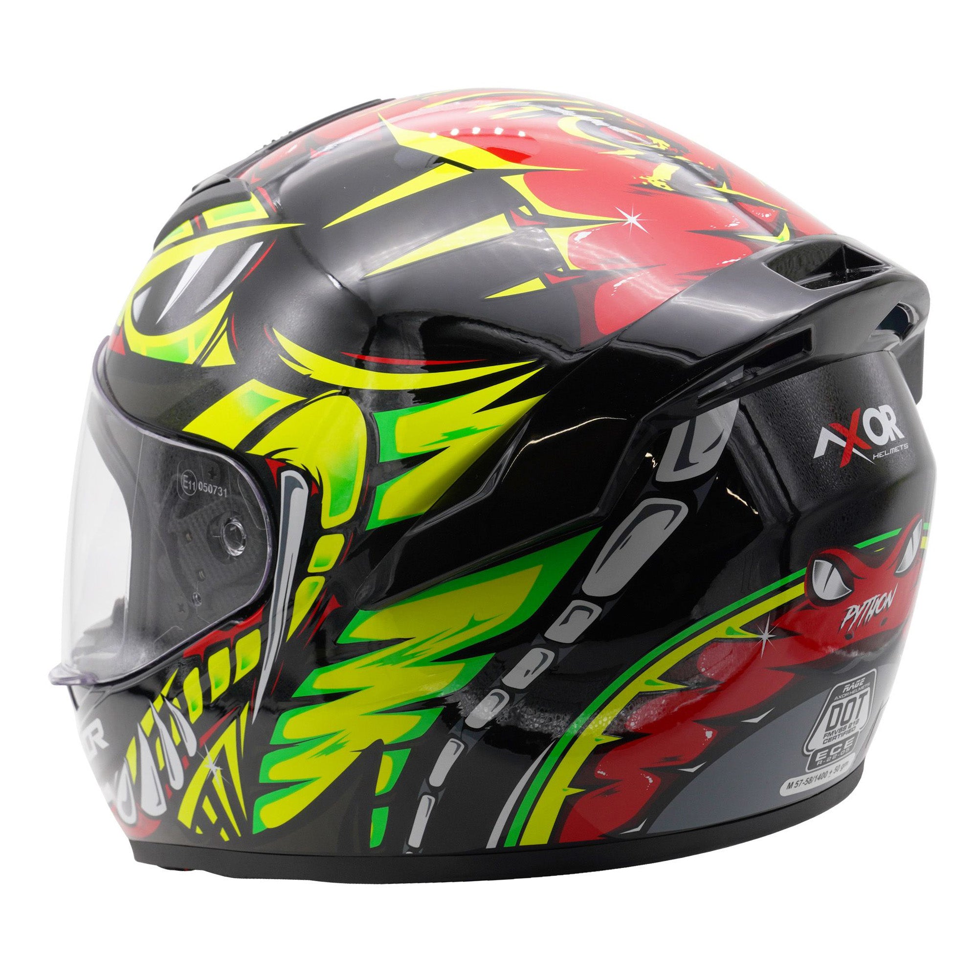 Axor Rage Full Face Helmet Python Gloss Red / Yellow / Black  FREE 1 YEAR Returns, FREE UK Delivery | ThrottleChimp