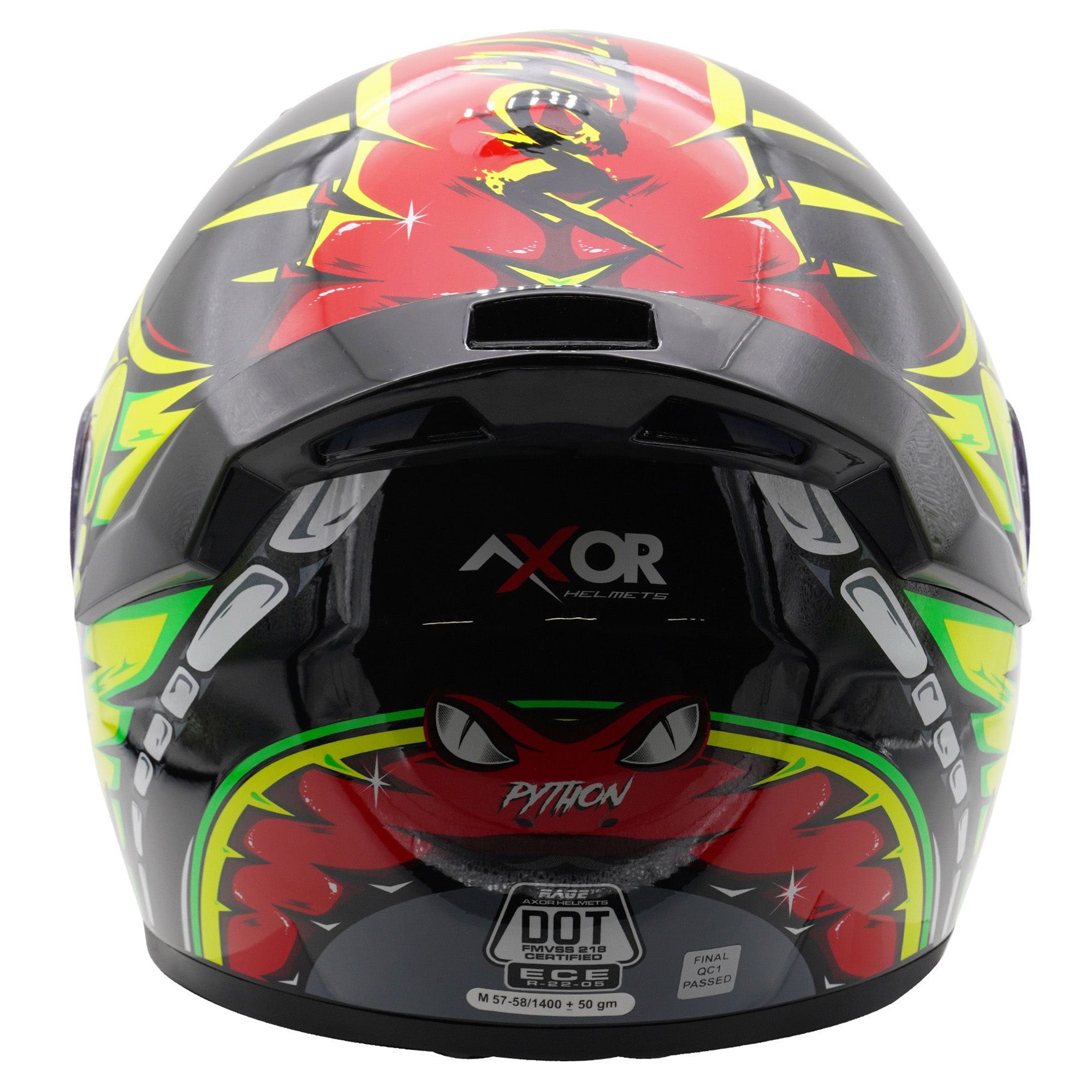 Axor Rage Full Face Helmet Python Gloss Red / Yellow / Black  FREE 1 YEAR Returns, FREE UK Delivery | ThrottleChimp