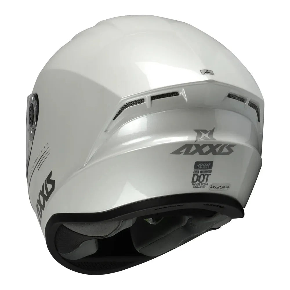 Axxis Draken S Solid Full Face Helmet Gloss Pearl White (Image 4) - ThrottleChimp