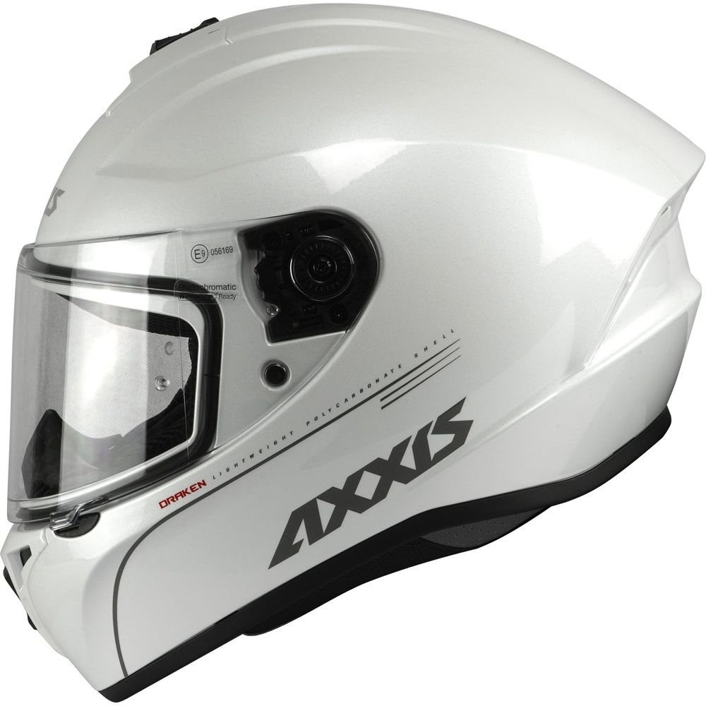 Axxis Draken S Solid Full Face Helmet Gloss Pearl White (Image 2) - ThrottleChimp