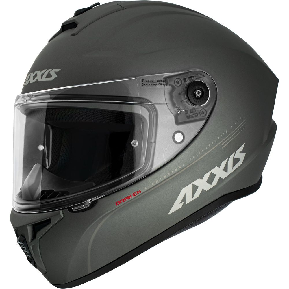 Axxis Draken S Solid A12 Full Face Helmet Matt Titanium FREE 1 YEAR Returns, FREE UK Delivery | ThrottleChimp