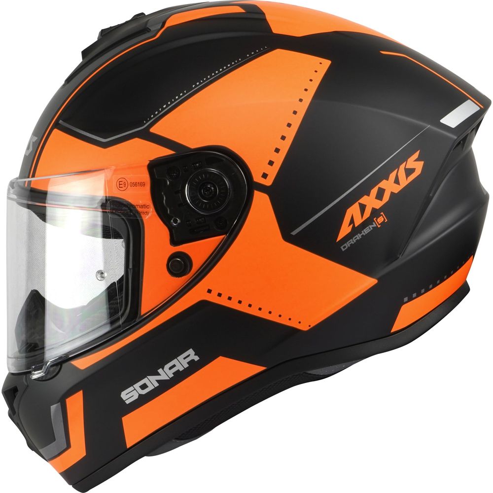 Axxis Draken S Sonar B3 Full Face Helmet Matt Fluo Orange (Image 2) - ThrottleChimp