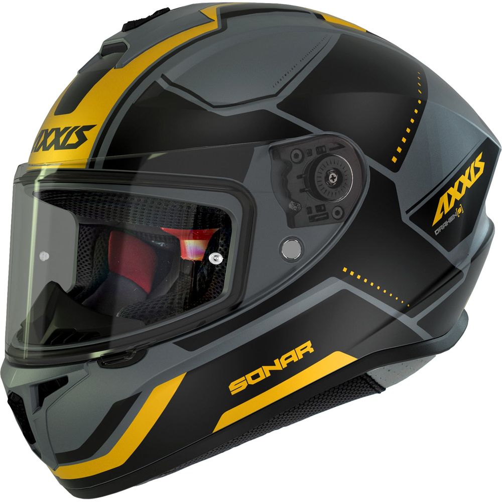 Axxis Draken S Sonar C3 Full Face Helmet Matt Yellow - ThrottleChimp