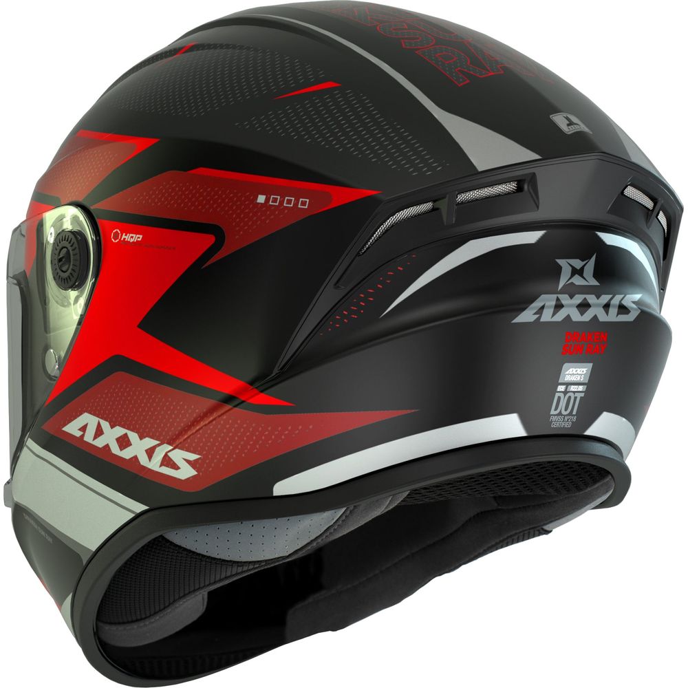 Axxis Draken S Sunray B5 Full Face Helmet Gloss Fluo Red (Image 3) - ThrottleChimp