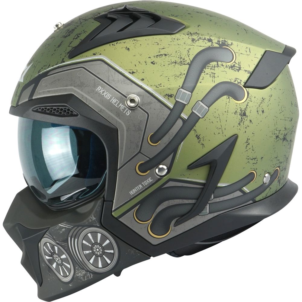 Axxis Hunter SV Toxic C6 Adventure Helmet Matt Green (Image 2) - ThrottleChimp