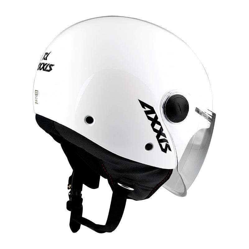 Axxis Square Solid A0 Open Face Helmet Gloss Pearl White FREE 1 YEAR Returns, FREE UK Delivery | ThrottleChimp