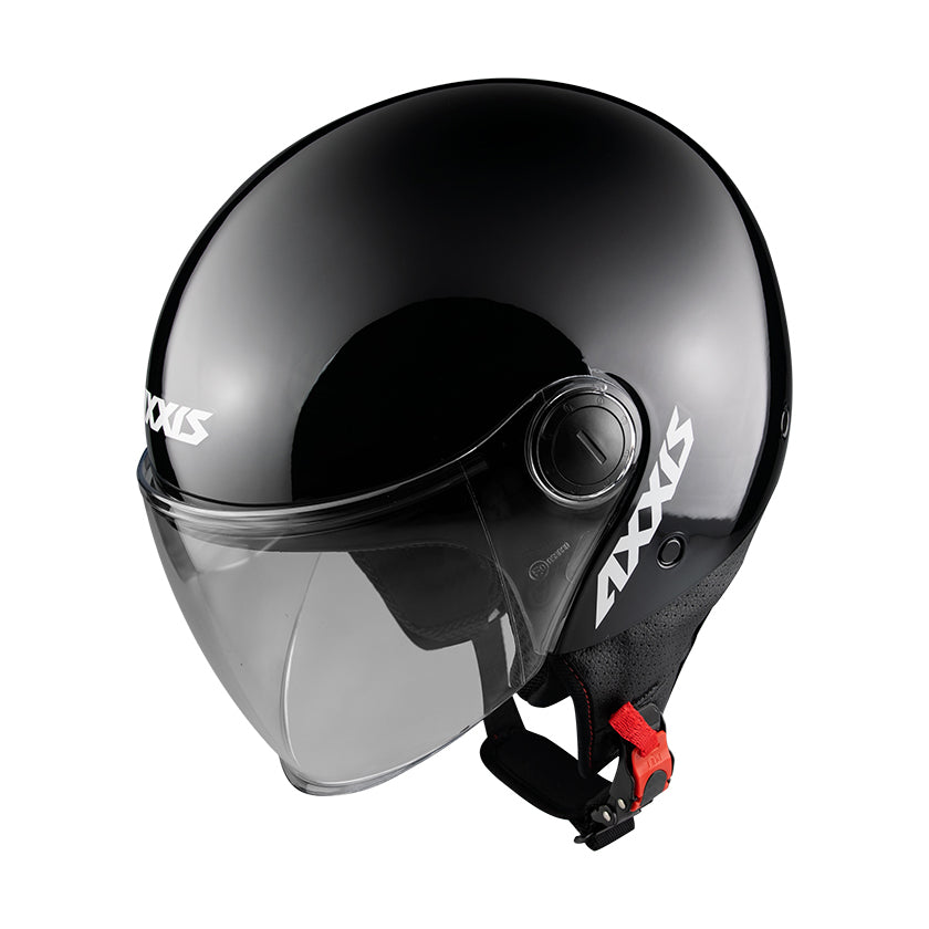 Axxis Square Solid A1 Open Face Helmet Gloss Black FREE 1 YEAR Returns, FREE UK Delivery | ThrottleChimp