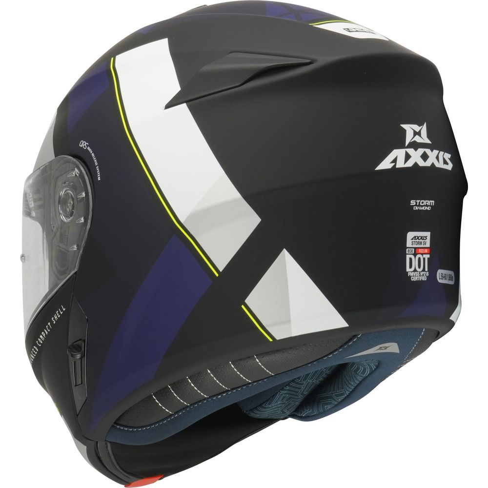 Axxis Storm SV Diamond A7 Flip Up Helmet Matt Blue (Image 3) - ThrottleChimp