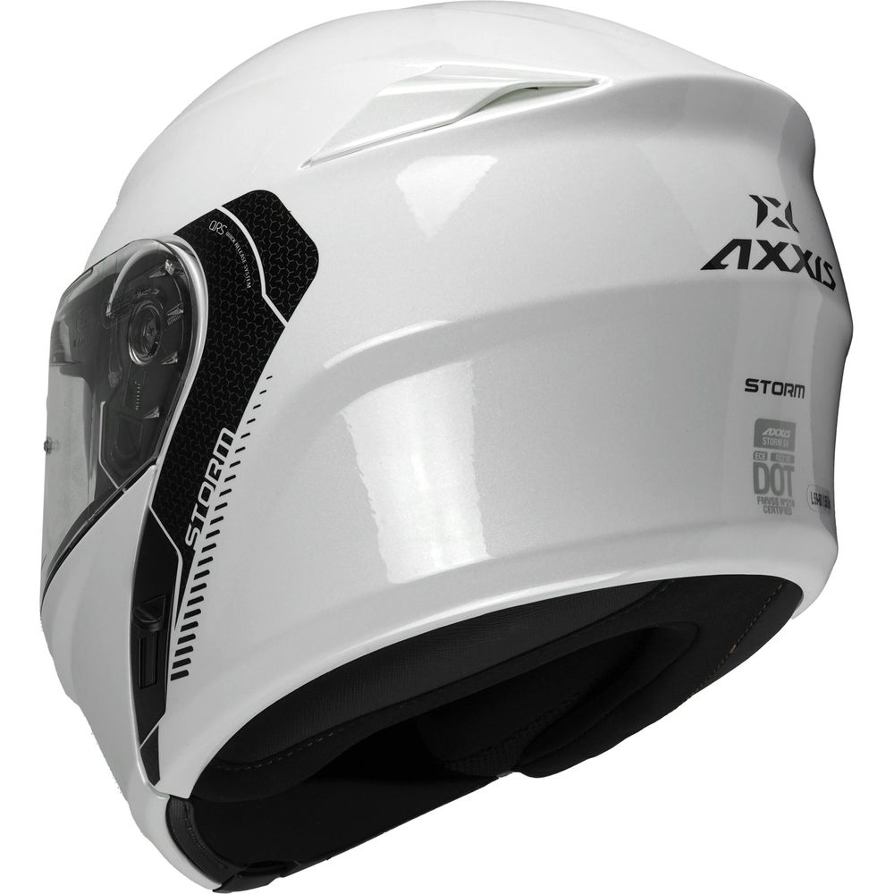 Axxis Storm SV Solid A0 Flip Up Helmet Gloss Pearl White (Image 3) - ThrottleChimp