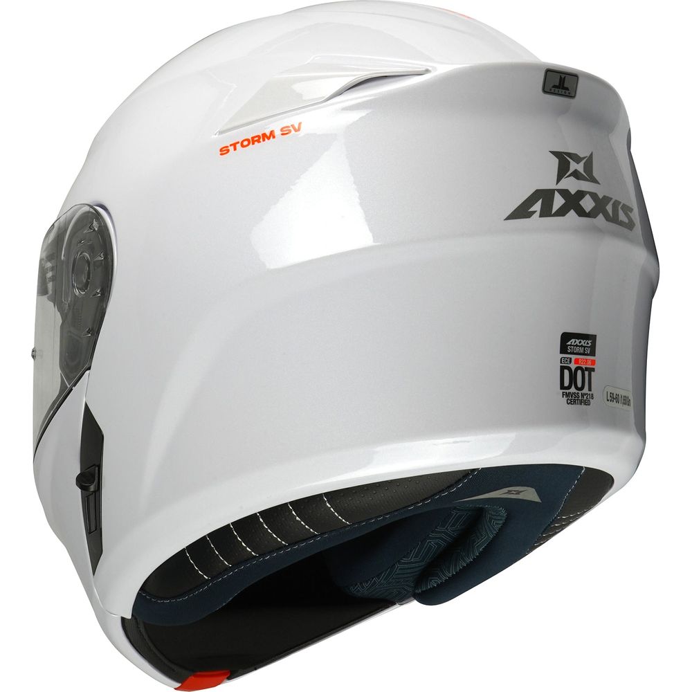 Axxis Storm SV A0 Flip Up Helmet Gloss White (Image 3) - ThrottleChimp