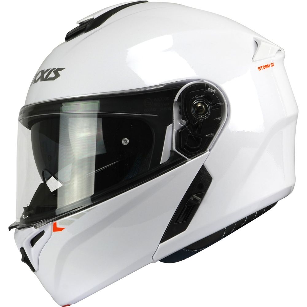 Axxis Storm SV A0 Flip Up Helmet Gloss White FREE 1 YEAR Returns, FREE UK Delivery | ThrottleChimp