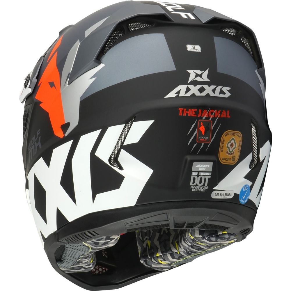 Axxis Wolf Jackal B4 Motocross Helmet Matt Grey / Fluo Orange (Image 3) - ThrottleChimp