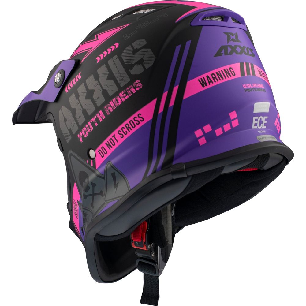 Axxis Wolverine B8 MX Kids Motocross Helmet Matt Pink (Image 3) - ThrottleChimp