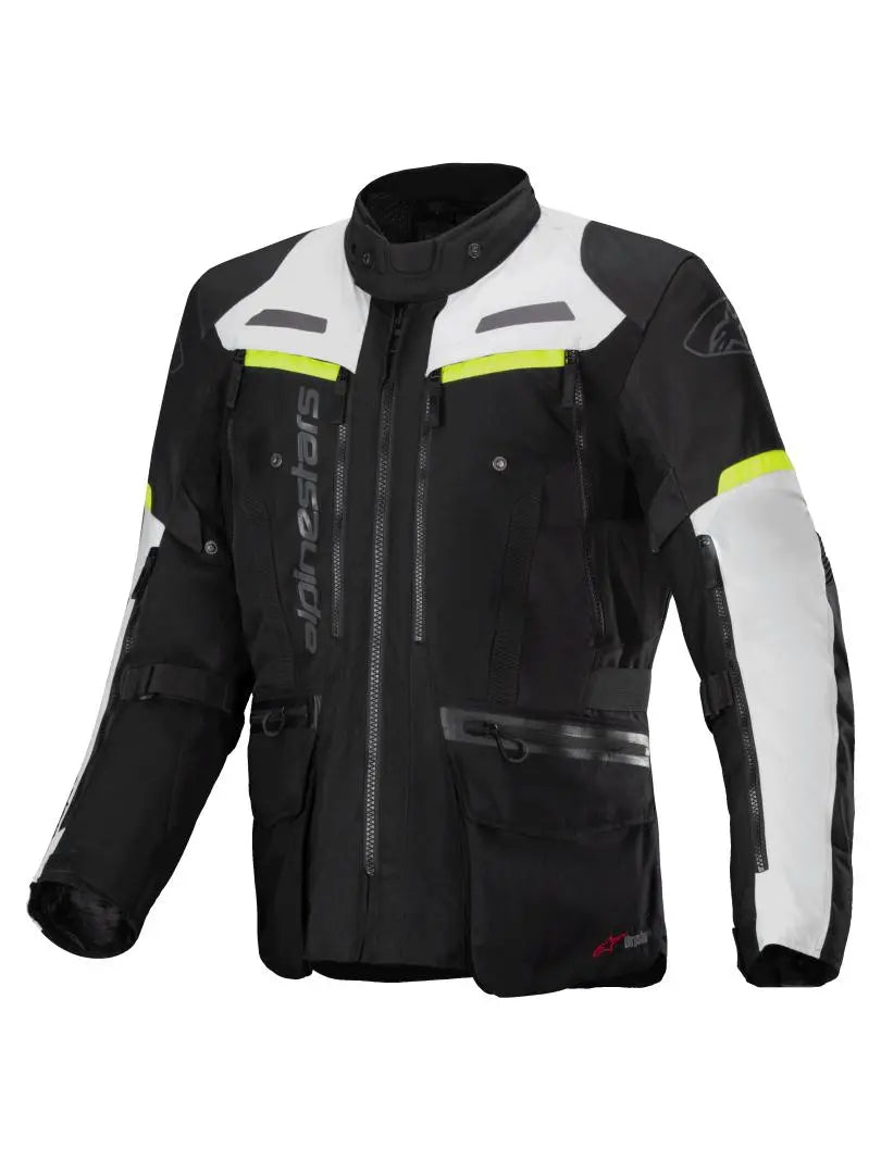 Alpinestars Bogota Pro Drystar Textile Jacket Black / Ice Grey / Fluo Yellow FREE 1 YEAR Returns, FREE UK Delivery | ThrottleChimp