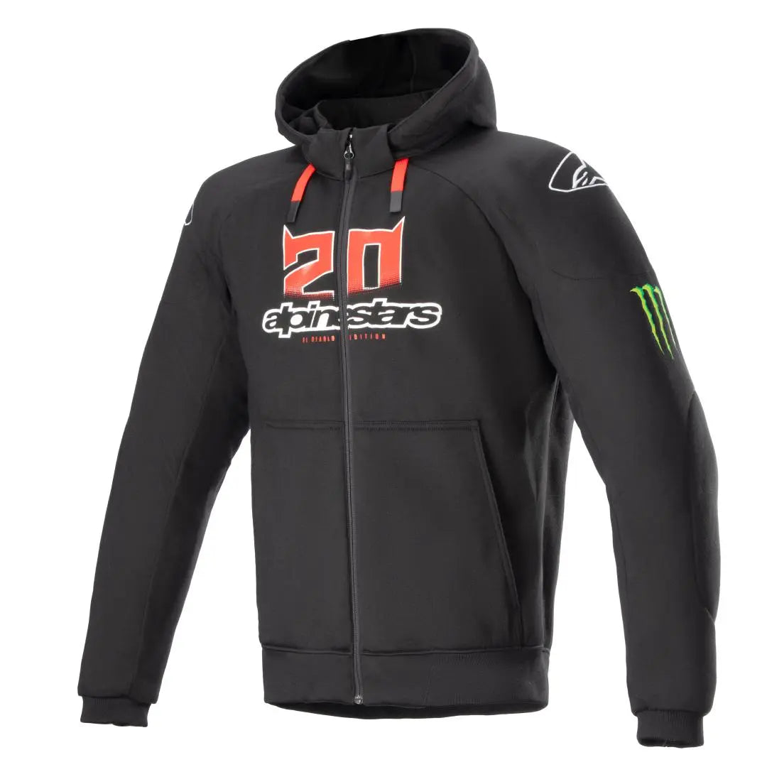 Alpinestars FQ20 Chrome Ignition Monster Hoodie Black / White / Bright Red FREE 1 YEAR Returns, FREE UK Delivery | ThrottleChimp