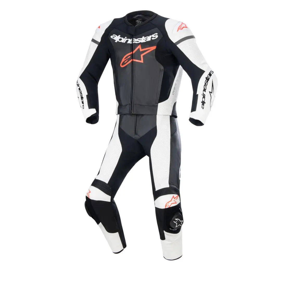 Alpinestars GP Force Lurv Two Piece Leather Suit Black / White / Fluo Red FREE 1 YEAR Returns, FREE UK Delivery | ThrottleChimp