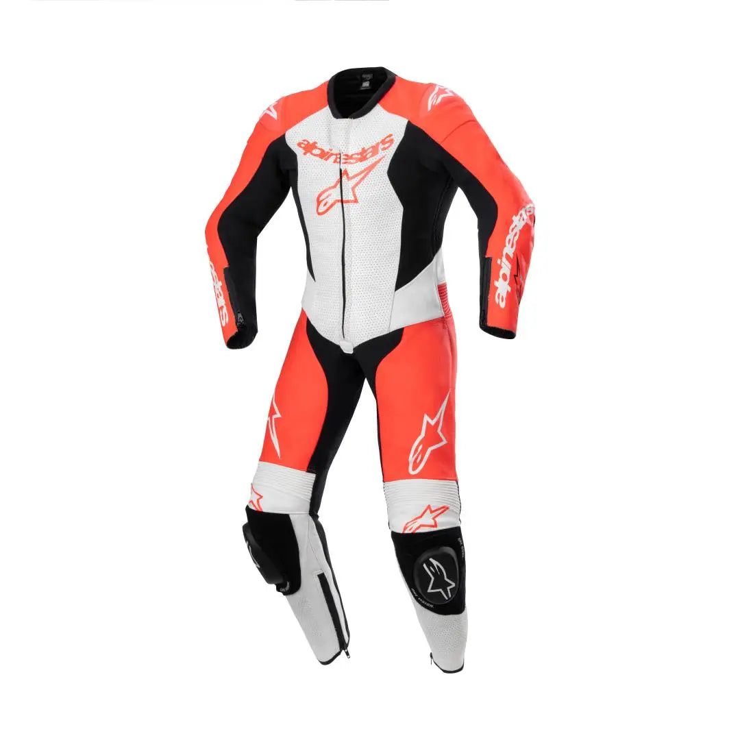 Alpinestars GP Plus V2 One Piece Youth Leather Suit Fluo Red / White / Black FREE 1 YEAR Returns, FREE UK Delivery | ThrottleChimp