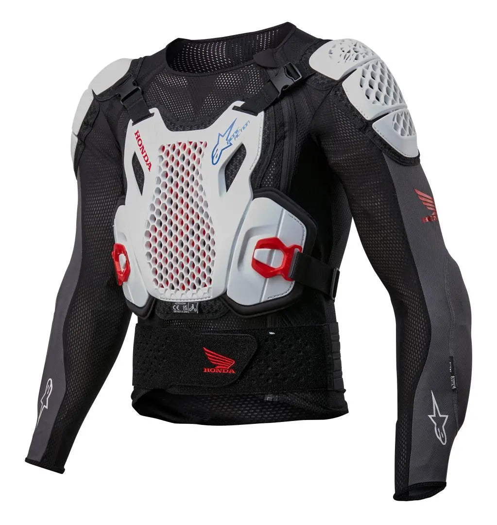 Alpinestars Honda Bionic Plus V2 Protection Jacket Black / White / Blue / Bright Red FREE 1 YEAR Returns, FREE UK Delivery | ThrottleChimp