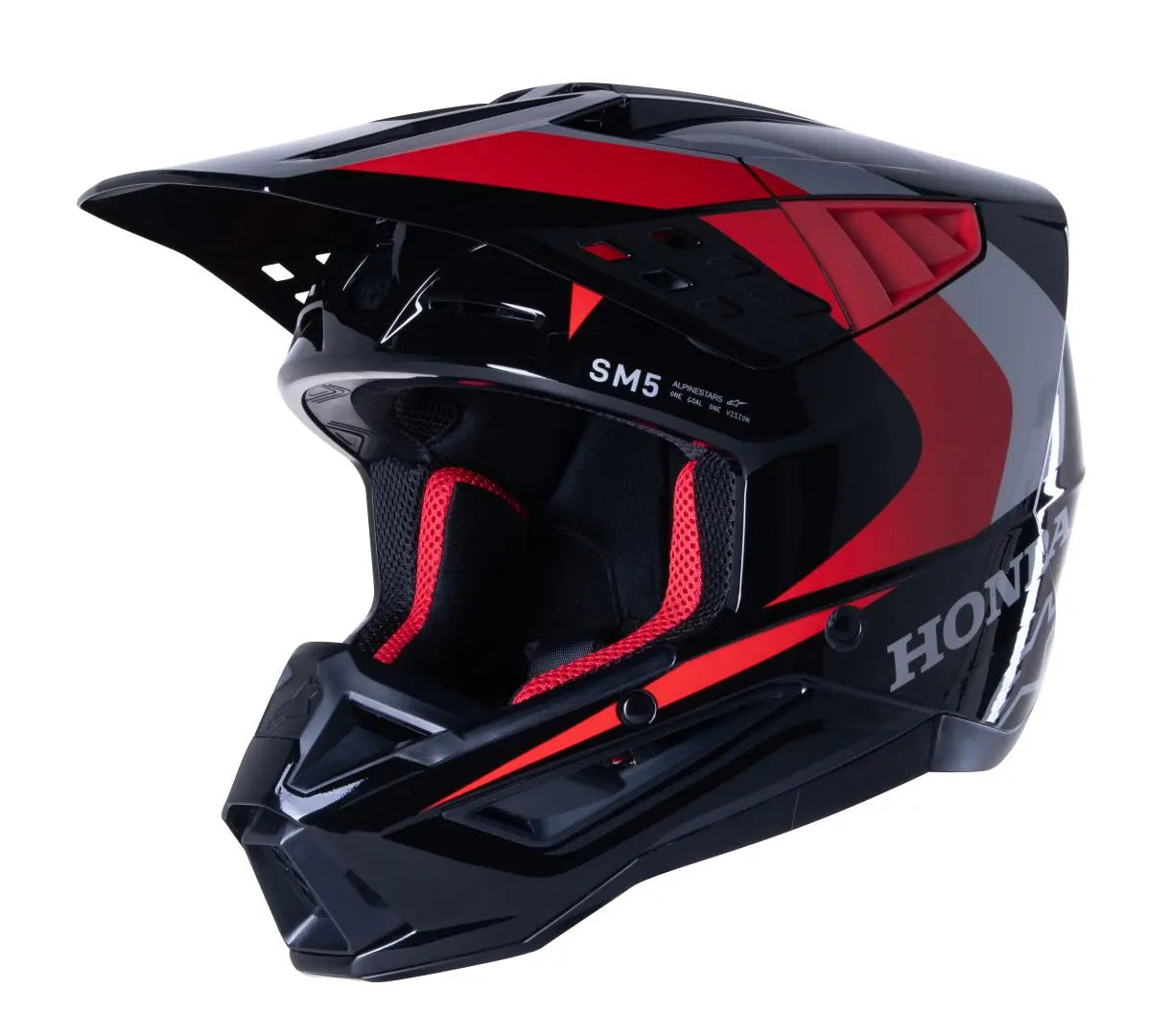 Alpinestars Honda S-M5 ECE 22.06 Gloss Black / Red FREE 1 YEAR Returns, FREE UK Delivery | ThrottleChimp