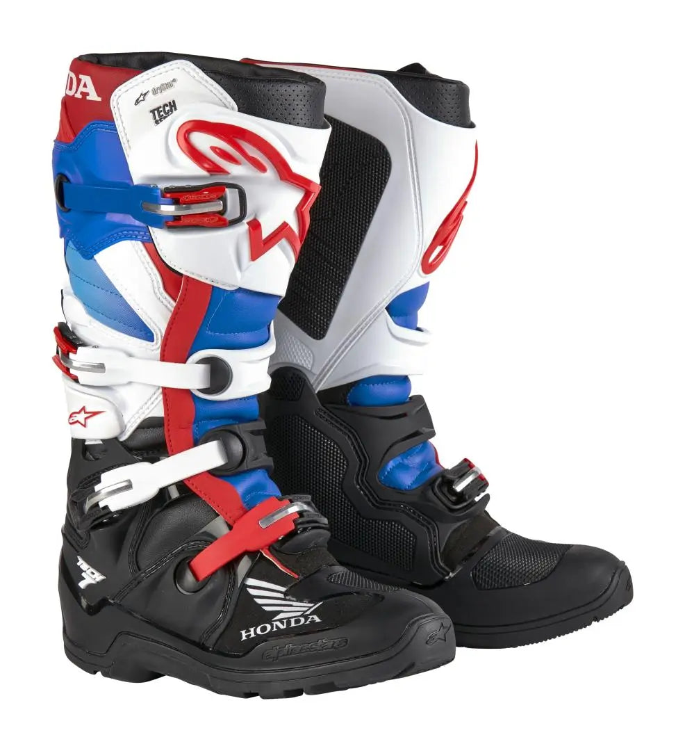 Alpinestars Honda Tech 7 Enduro Drystar Adventure Boots Black / White / Blue / Bright Red FREE 1 YEAR Returns, FREE UK Delivery | ThrottleChimp