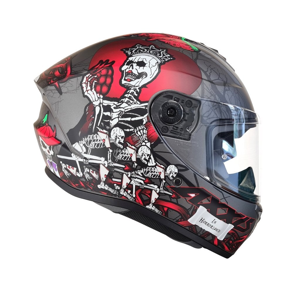 Axxis Draken S Horrorland A2 Full Face Helmet Matt Titanium (Image 4) - ThrottleChimp