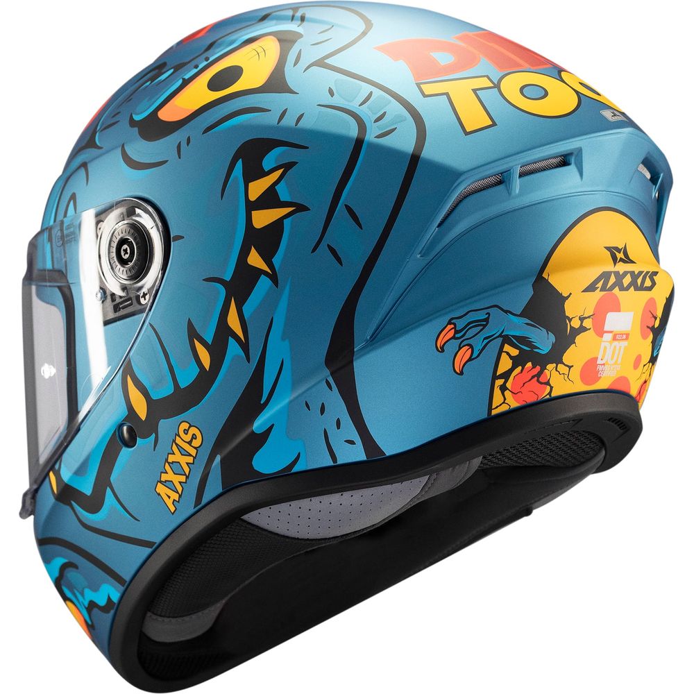 Axxis Draken S Dinotoon C7 Full Face Helmet Matt Blue FREE 1 YEAR Returns, FREE UK Delivery | ThrottleChimp